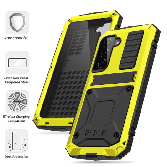R-JUST - R-JUST Galaxy S22+ 5G Skal Vattentät Gult Tempererat Glas