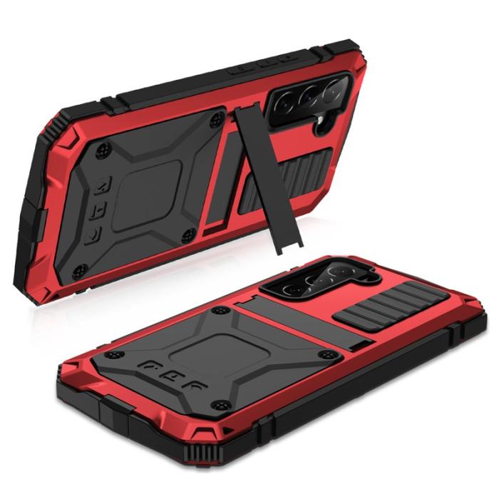 R-JUST - R-JUST Galaxy S22 5G Skal Vattentät Röd Tempererat Glas