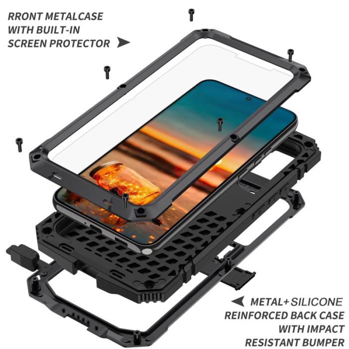 R-JUST - R-JUST Galaxy S22 5G Skal Vattentät Svart Tempererat Glas