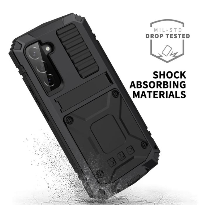 R-JUST - R-JUST Galaxy S22 5G Skal Vattentät Svart Tempererat Glas