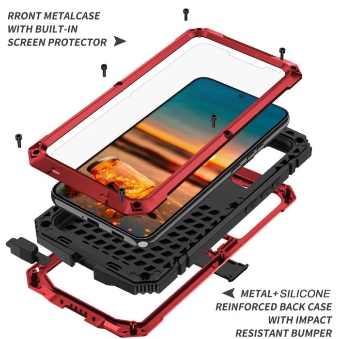 R-JUST - R-JUST Galaxy S22+ Skal Vattentålig Röd med Ställ