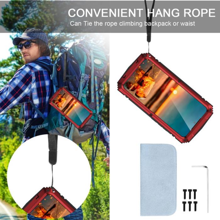 R-JUST - R-JUST Galaxy S22+ Skal Vattentålig Röd med Ställ