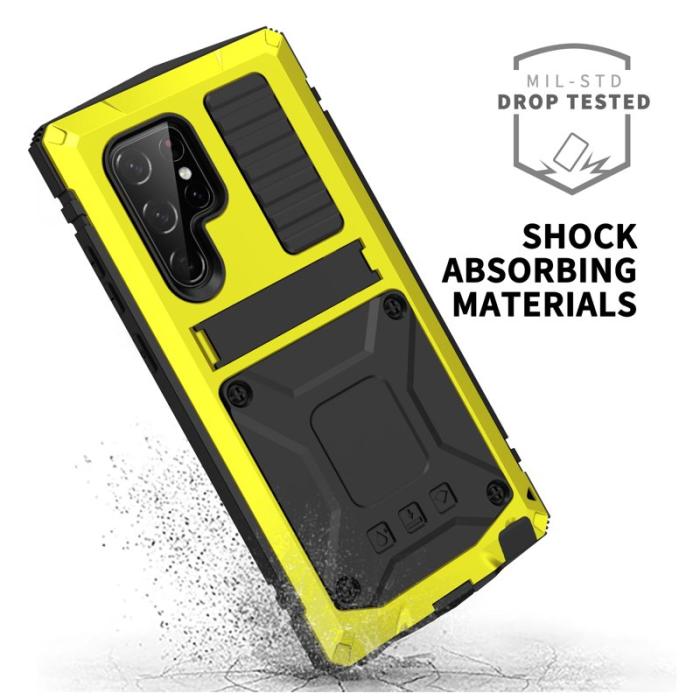 R-JUST - R-JUST Galaxy S22 Ultra 5G Skal Metall+Silicone Gul
