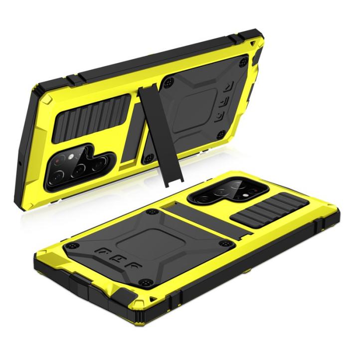 R-JUST - R-JUST Galaxy S22 Ultra 5G Skal Metall+Silicone Gul
