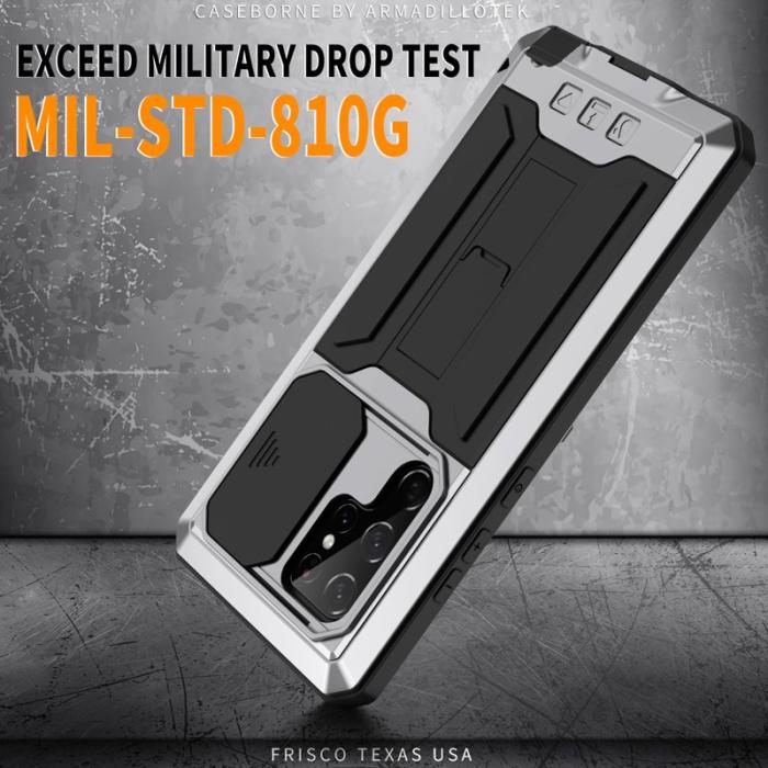 R-JUST - R-JUST Galaxy S22 Ultra 5G Skal Silver med Kickstand