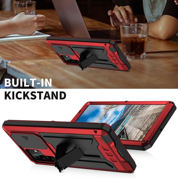 R-JUST - R-JUST Galaxy S22 Ultra Fodral Röd med Skärmskydd