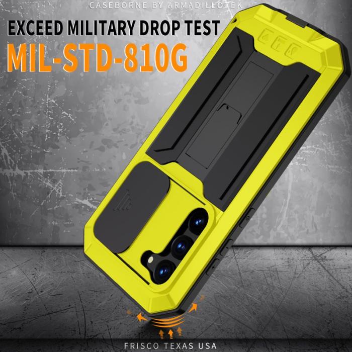 R-JUST - R-JUST Galaxy S23 Skal PC+Silicone+Metal Gult