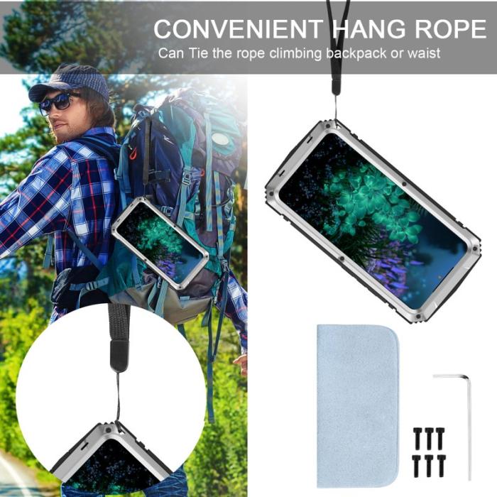 R-JUST - R-JUST Galaxy S23+ Skal Vattentålig Silver Tempererat Glas