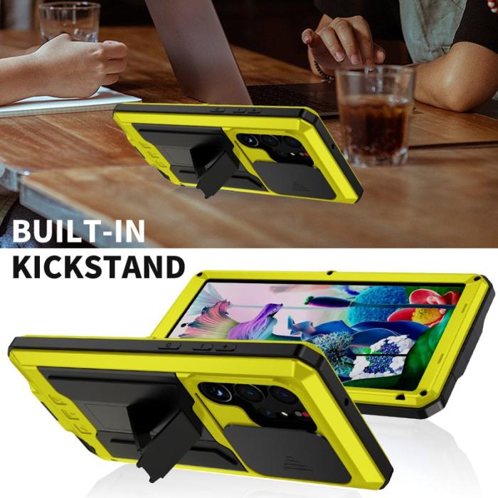 R-JUST - R-JUST Galaxy S23 Ultra Skal PC+Silicone+Metal Gul