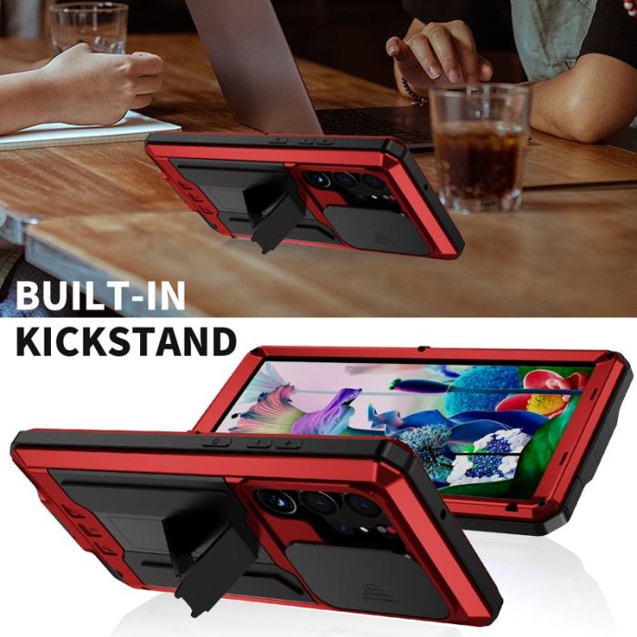 R-JUST - R-JUST Galaxy S23 Ultra Skal PC+Silicone+Metal Röd