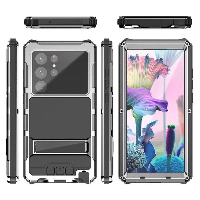 R-JUST - R-JUST Galaxy S23 Ultra Skal PC+Silicone+Metal Silver