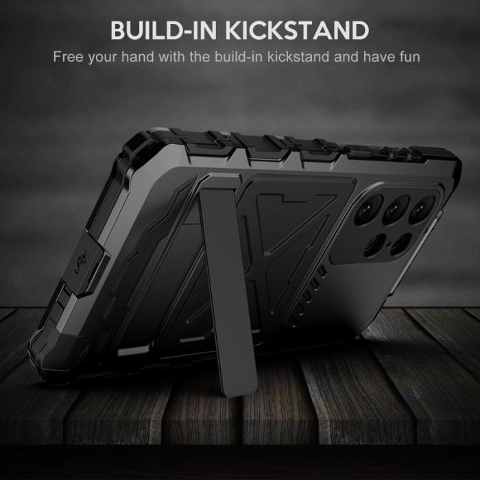 R-JUST - R-JUST Galaxy S23 Ultra Skal Silikon + Metall Svart