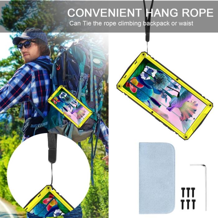 R-JUST - R-JUST Galaxy S23 Ultra Skal Vattentät Gult Tempererat Glas