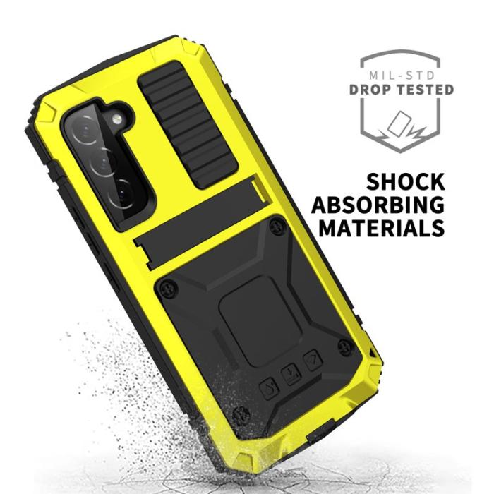 R-JUST - R-JUST Galaxy S23+ Vattentät Skal med Ställ - Gul