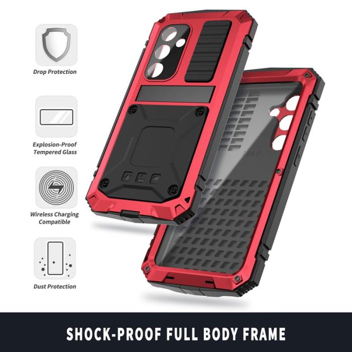 R-JUST - R-JUST Galaxy S24 Kickstand Skal Shockproof Röd