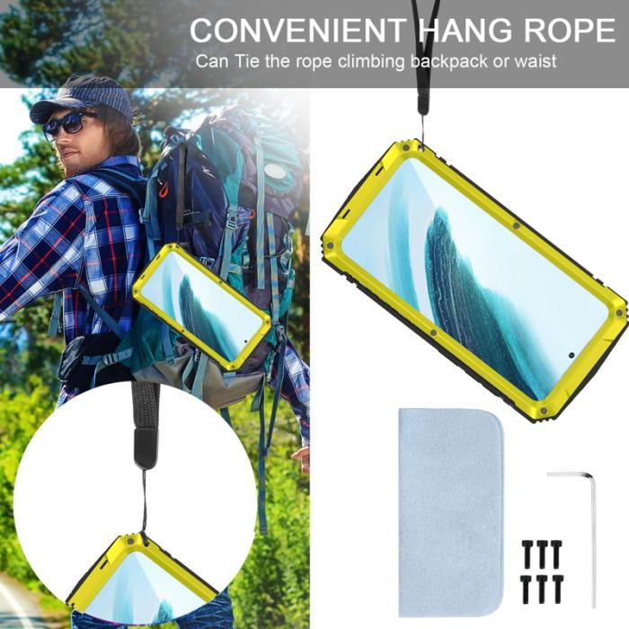 R-JUST - R-JUST Galaxy S24+ Skal Kickstand Fodral Tempererat Glas Gul