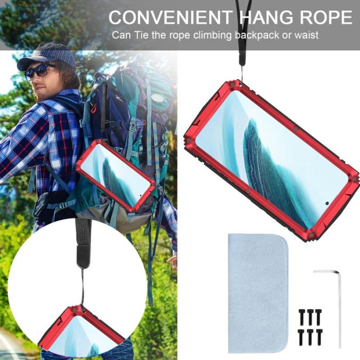 R-JUST - R-JUST Galaxy S24+ Skal Kickstand Röd med Skärmskydd