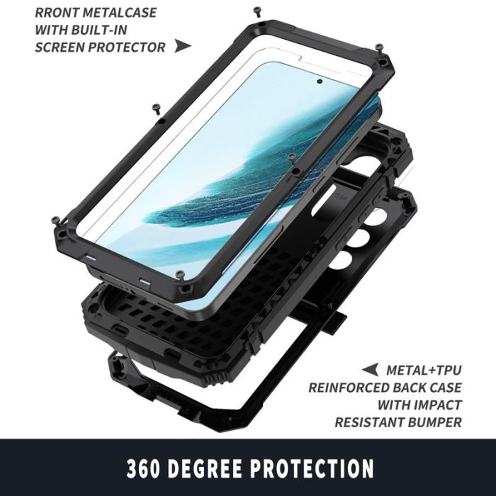 R-JUST - R-JUST Galaxy S24+ Skal med Kickstand och Skärmskydd - Svart