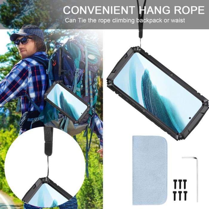 R-JUST - R-JUST Galaxy S24+ Skal med Kickstand och Skärmskydd - Svart