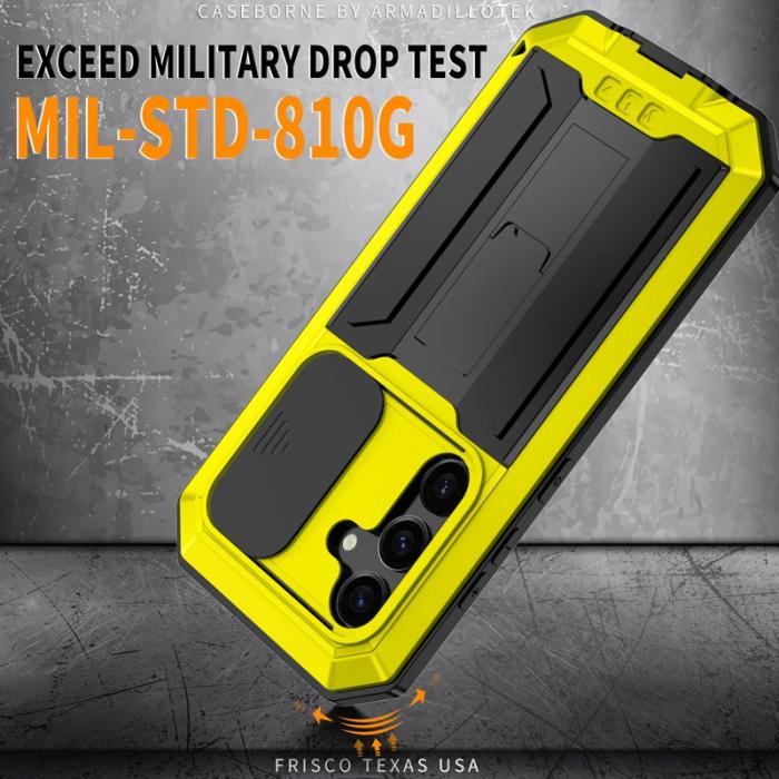 R-JUST - R-JUST Galaxy S24 Skal PC+Silicone+Metal Gul