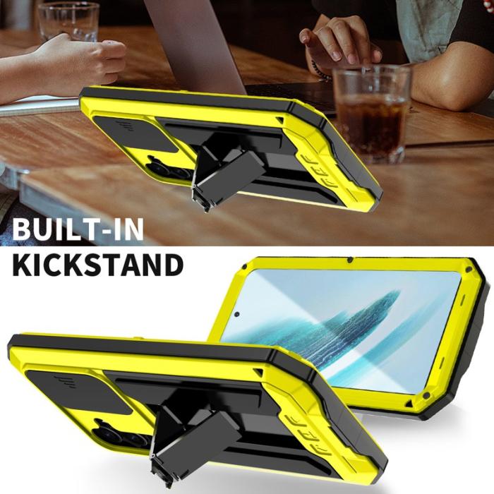 R-JUST - R-JUST Galaxy S24+ Skal PC+Silicone+Metal Kickstand Gul