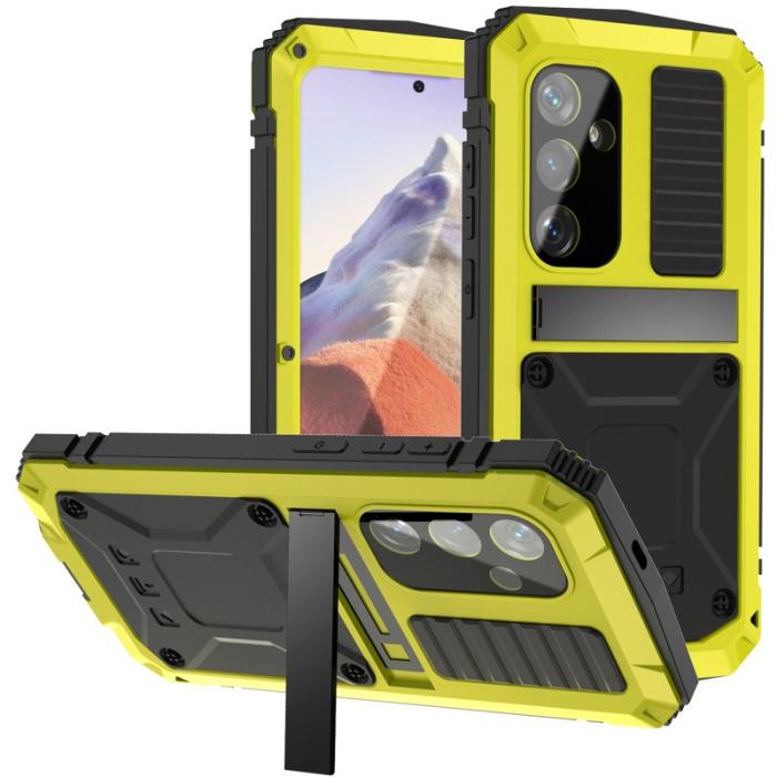 R-JUST - R-JUST Galaxy S24 Skal Shockproof PC+Silicone Metall Gul