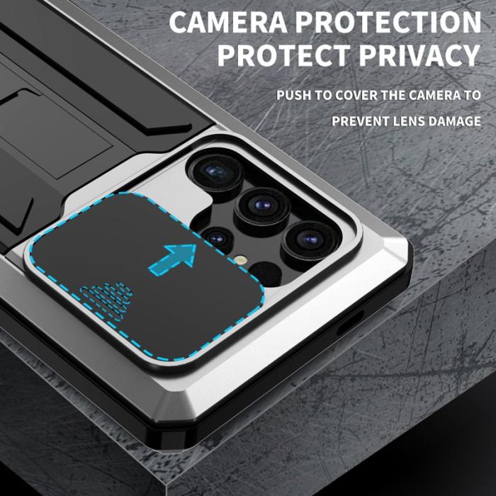 R-JUST - R-JUST Galaxy S24 Ultra Skal PC+Silicone Metall Silver