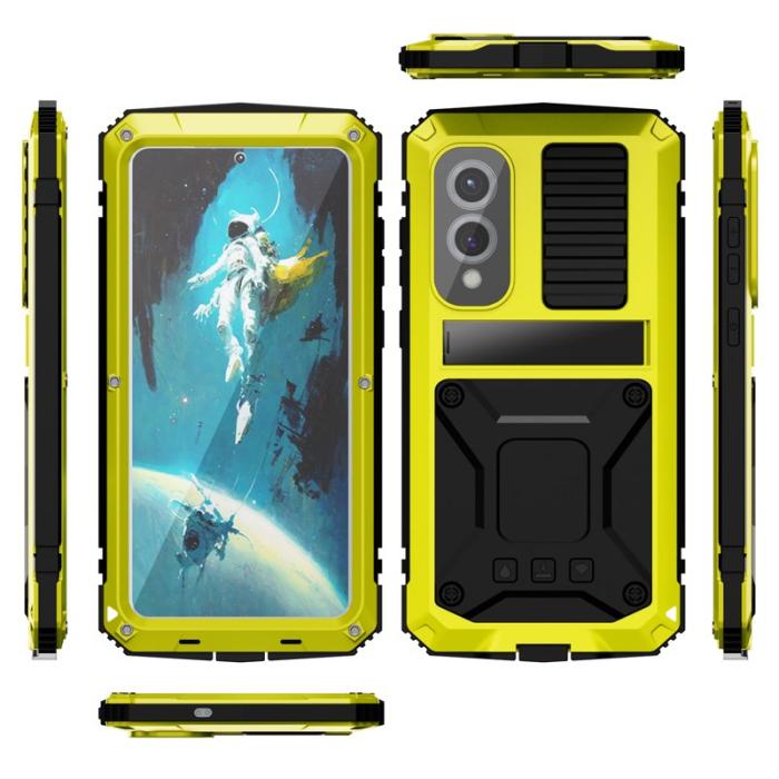 R-JUST - R-JUST Galaxy S25 Edge Skal PC + Silikon + Metall - Gul