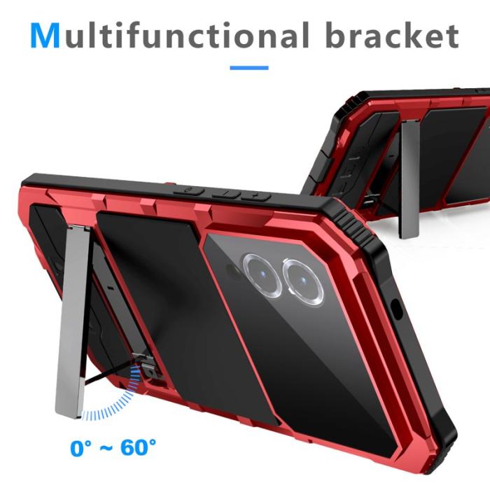 R-JUST - R-JUST Galaxy S25 Edge Skal PC + Silikon + Metall Röd