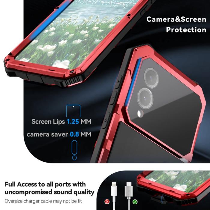 R-JUST - R-JUST Galaxy S25 Edge Skal PC + Silikon + Metall Röd