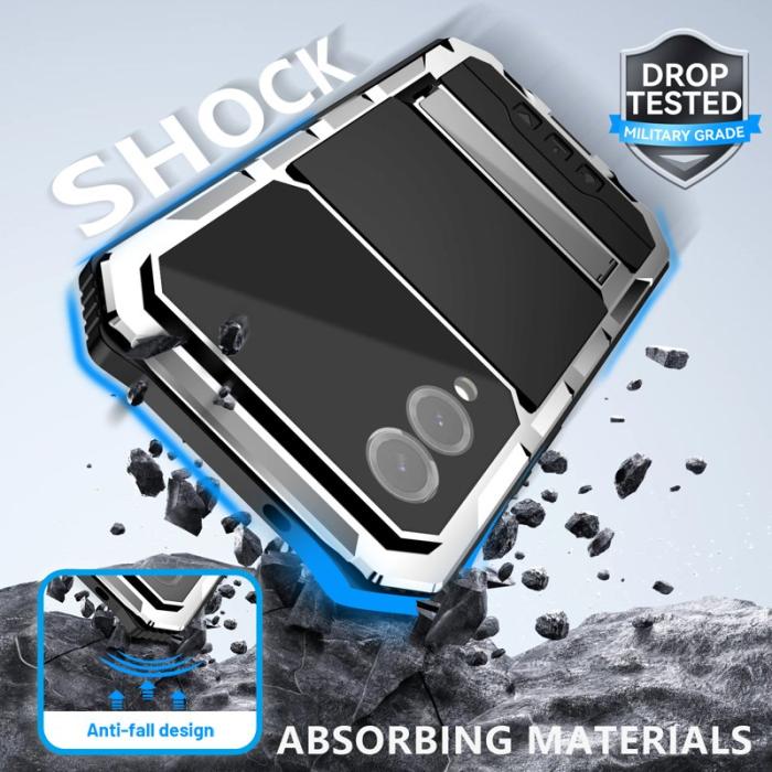 R-JUST - R-JUST Galaxy S25 Edge Skal PC + Silikon + Metall Silver