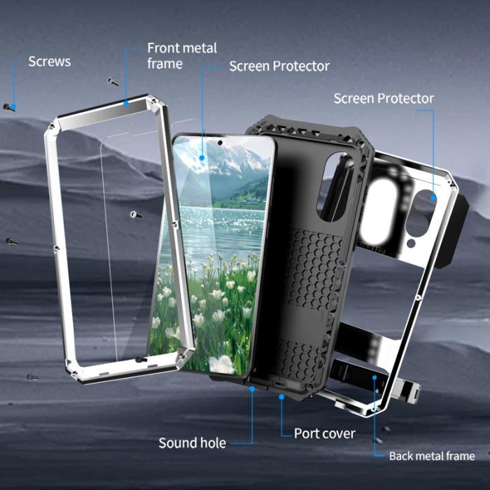 R-JUST - R-JUST Galaxy S25 Edge Skal PC + Silikon + Metall Silver