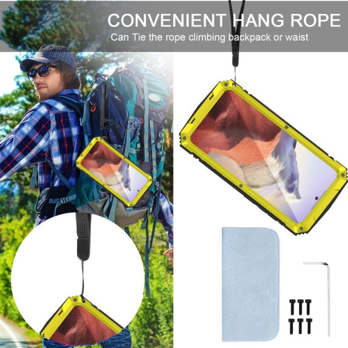 R-JUST - R-JUST Galaxy S25 Skal PC + Silikon + Metall Kickstand Gul