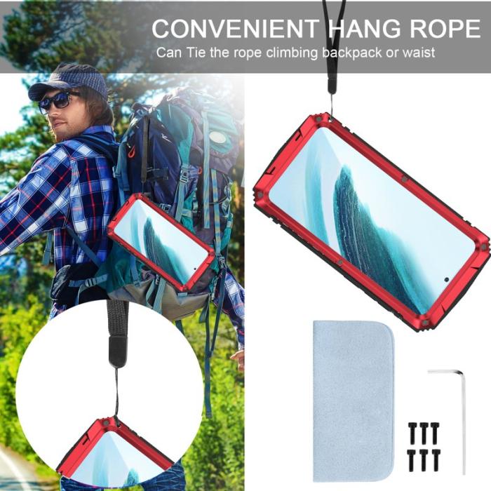 R-JUST - R-JUST Galaxy S25+ Skal PC + Silikon + Metall Kickstand Röd