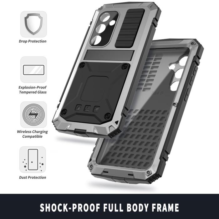 R-JUST - R-JUST Galaxy S25+ Skal PC Silikon Metall Silver