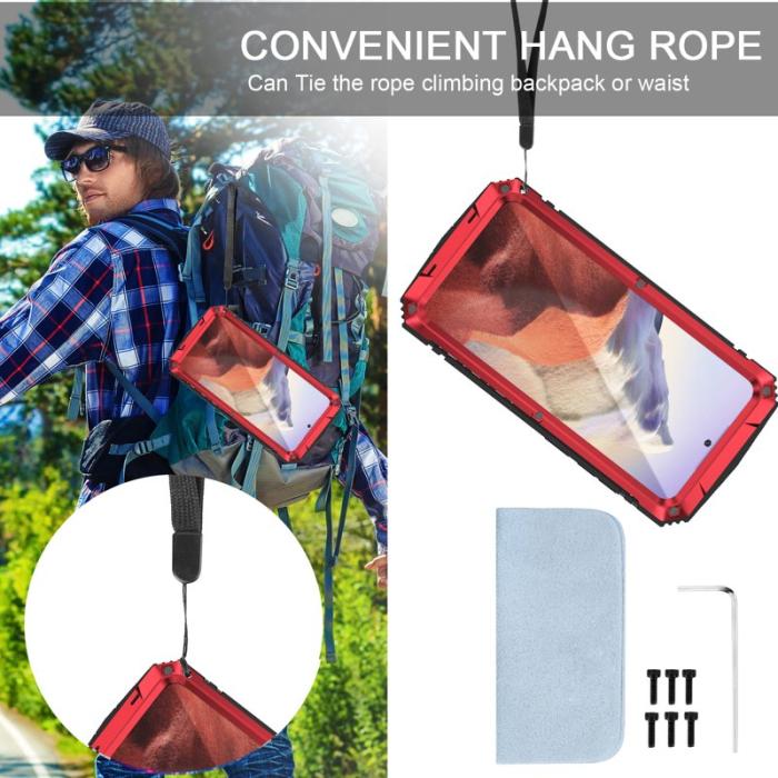 R-JUST - R-JUST Galaxy S25 Skal PC + Silikon + Metall Ställ - Röd