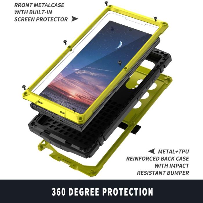 R-JUST - R-JUST Galaxy S25 Ultra Skal PC + Silikon + Metall Kickstand Gul