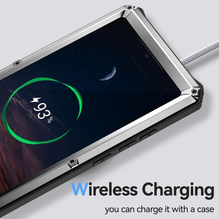 R-JUST - R-JUST Galaxy S25 Ultra Skal PC + Silikon + Metall Silver