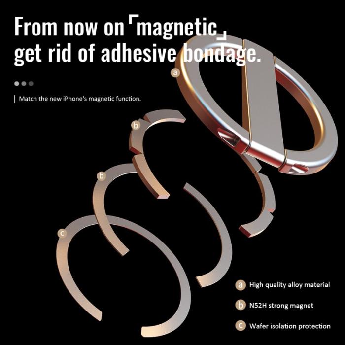 R-JUST - R-JUST SJ20 Ring Form Magnetisk Mobiltelefonhållare Silver