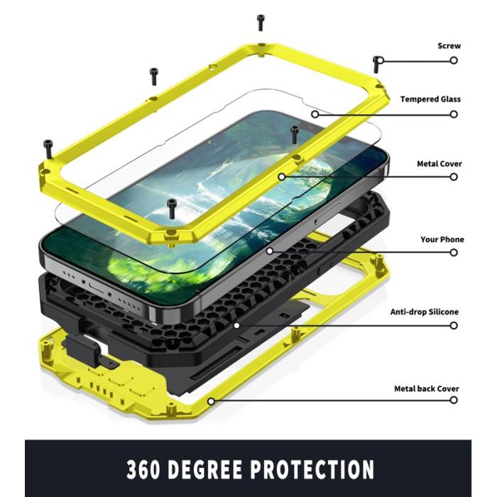 R-JUST - R-JUST Slide Camera Cover iPhone 13 Skal Shockproof Gul