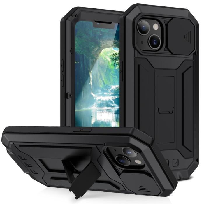 R-JUST - R-JUST Slide Camera Cover iPhone 13 Skal Shockproof Svart