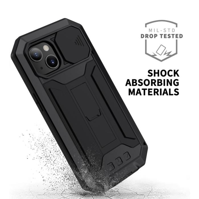 R-JUST - R-JUST Slide Camera Cover iPhone 13 Skal Shockproof Svart