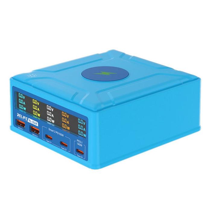 OEM - RELIFE RL-304R 260W GAN Laddare Multi-Port Snabbladdare 15W Trådlös LCD