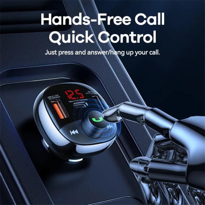 OEM - REMAX RCC331 LODI Multifunktionell Billaddare 54.5W 2 USB-A + 1 Type-C FM Radio