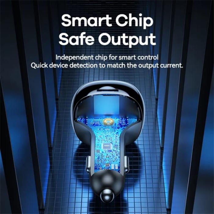 OEM - REMAX RCC331 LODI Multifunktionell Billaddare 54.5W 2 USB-A + 1 Type-C FM Radio