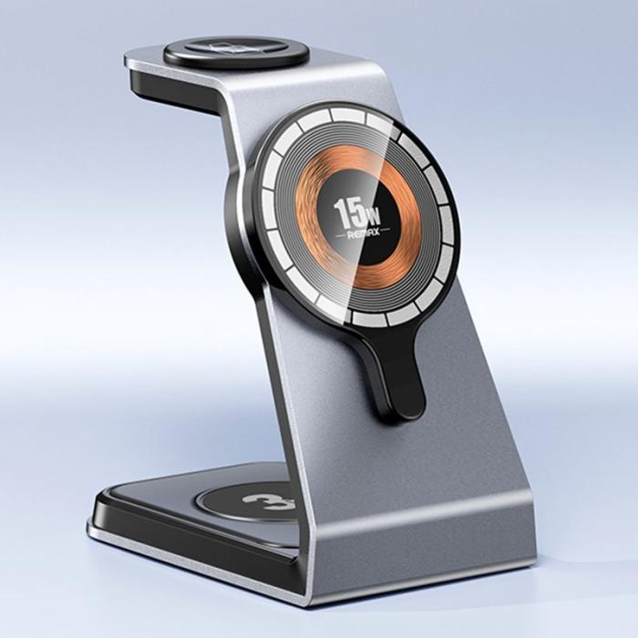 OEM - REMAX RP-W85 Zunya 20.5W Aluminium 3-i-1 Magnetisk Trådlös Laddare