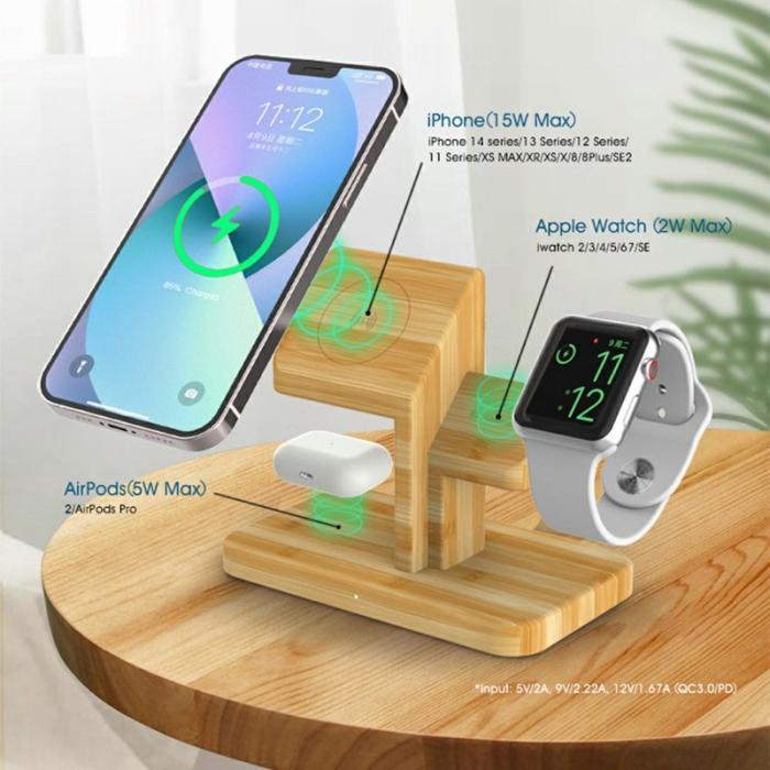 OEM - RX-2201 3-i-1 Magnetisk Trådlös Laddare för Apple Watch, iPhone, AirPods