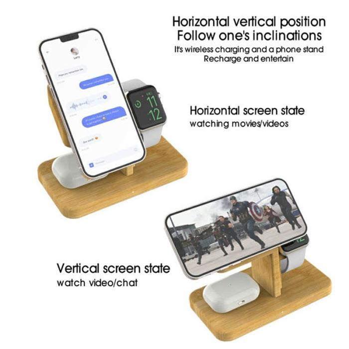 OEM - RX-2201 3-i-1 Magnetisk Trådlös Laddare för Apple Watch, iPhone, AirPods