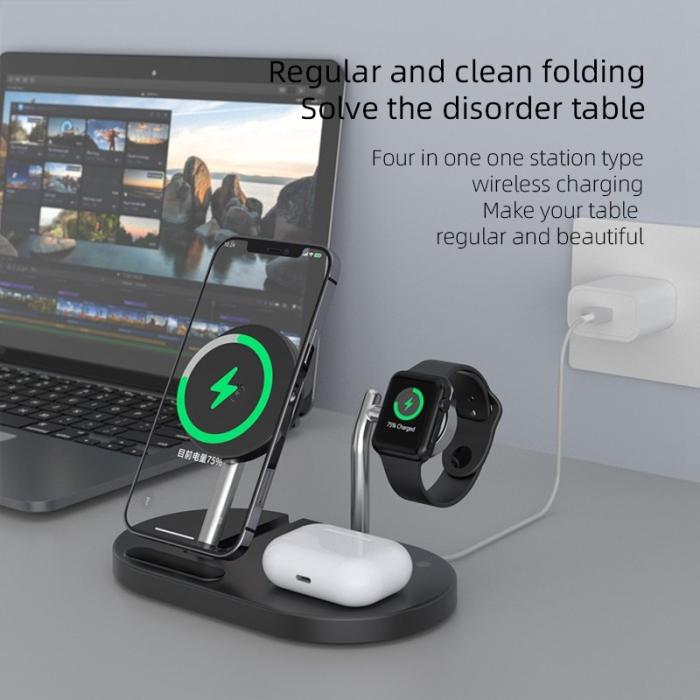OEM - Trådlös laddningsställ Multifunktionellt Fällbart - Svart