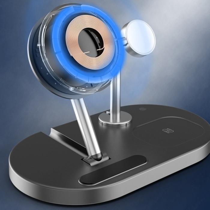 OEM - Trådlös laddningsställ Multifunktionellt Fällbart - Svart